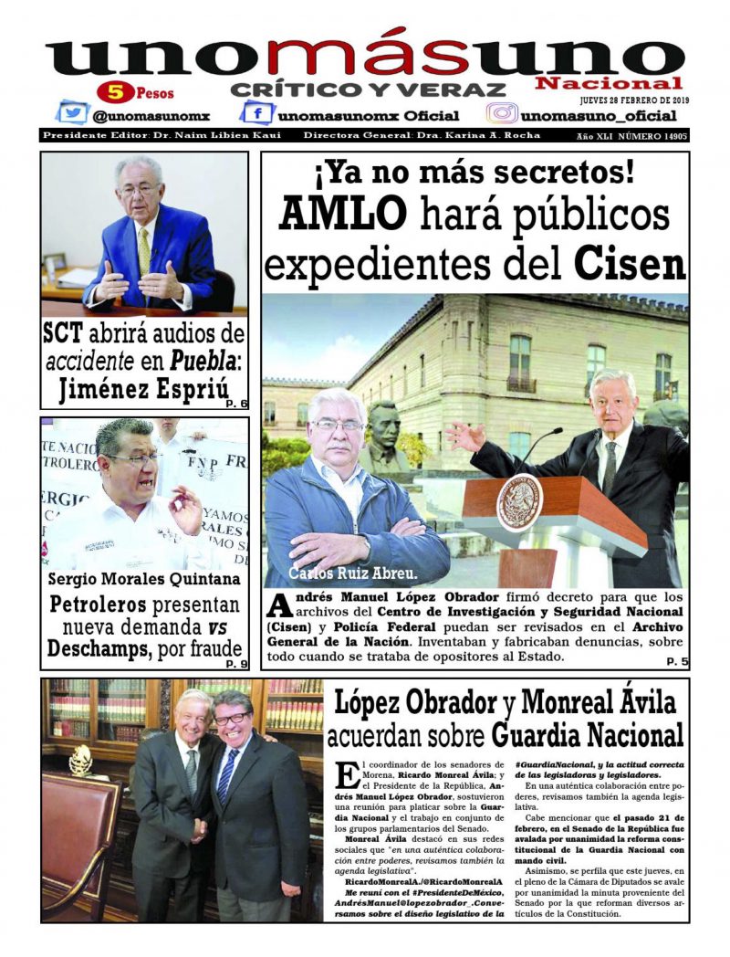 Primeras Planas De Los Periódicos De Mayor Circulación En México 28 Febrero 2019 Noticiaspv 1079