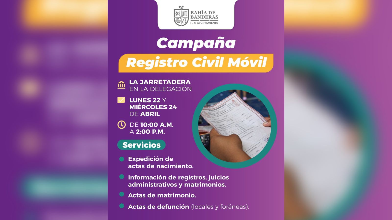 Regresa El Registro Civil Móvil A Bahía De Banderas ¡acércate A Tus Servicios Noticiaspv 3457